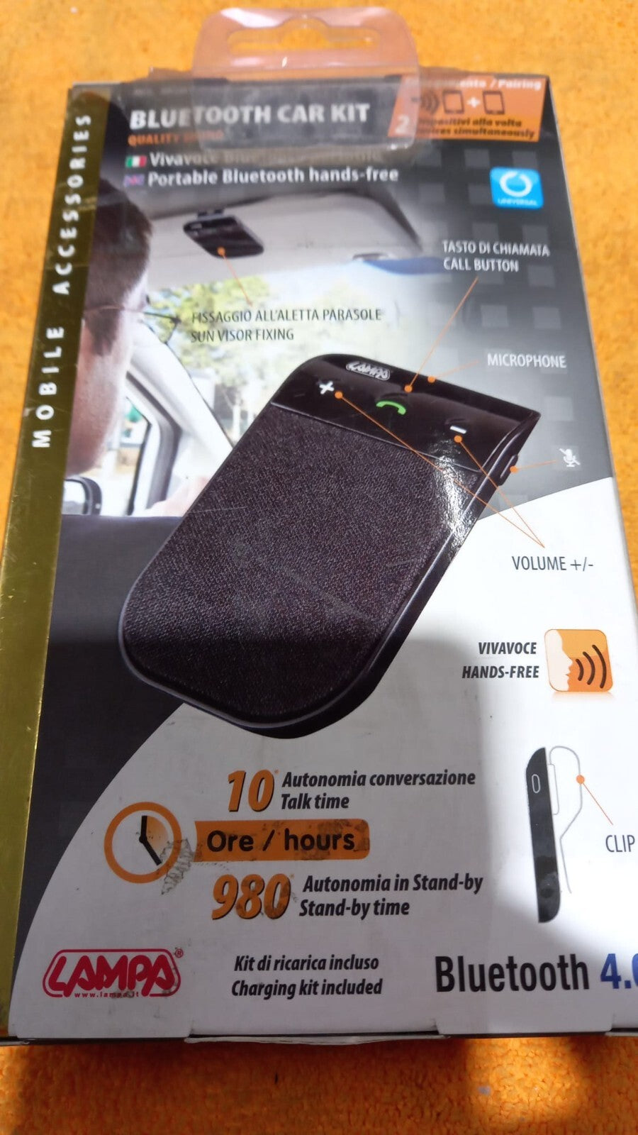 VIVAVOCE PER AUTO, FURGONI ,CAMION ,TIR,BLUETOOTH SI AGGANGIA ALETTA PARASOLE