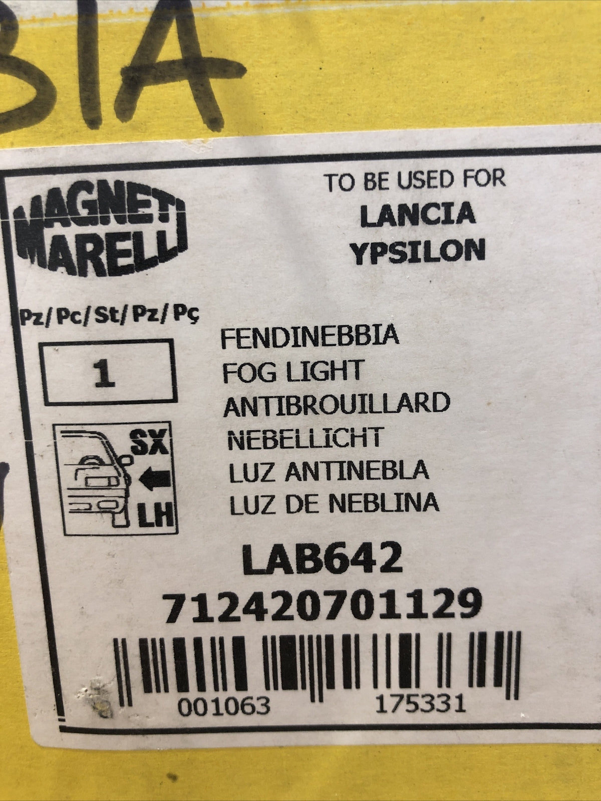 LAB642 FENDINEBBIA SX SINISTRO LANCIA YPSILON DAL 2003 IN POI MAGNETI MARELLI