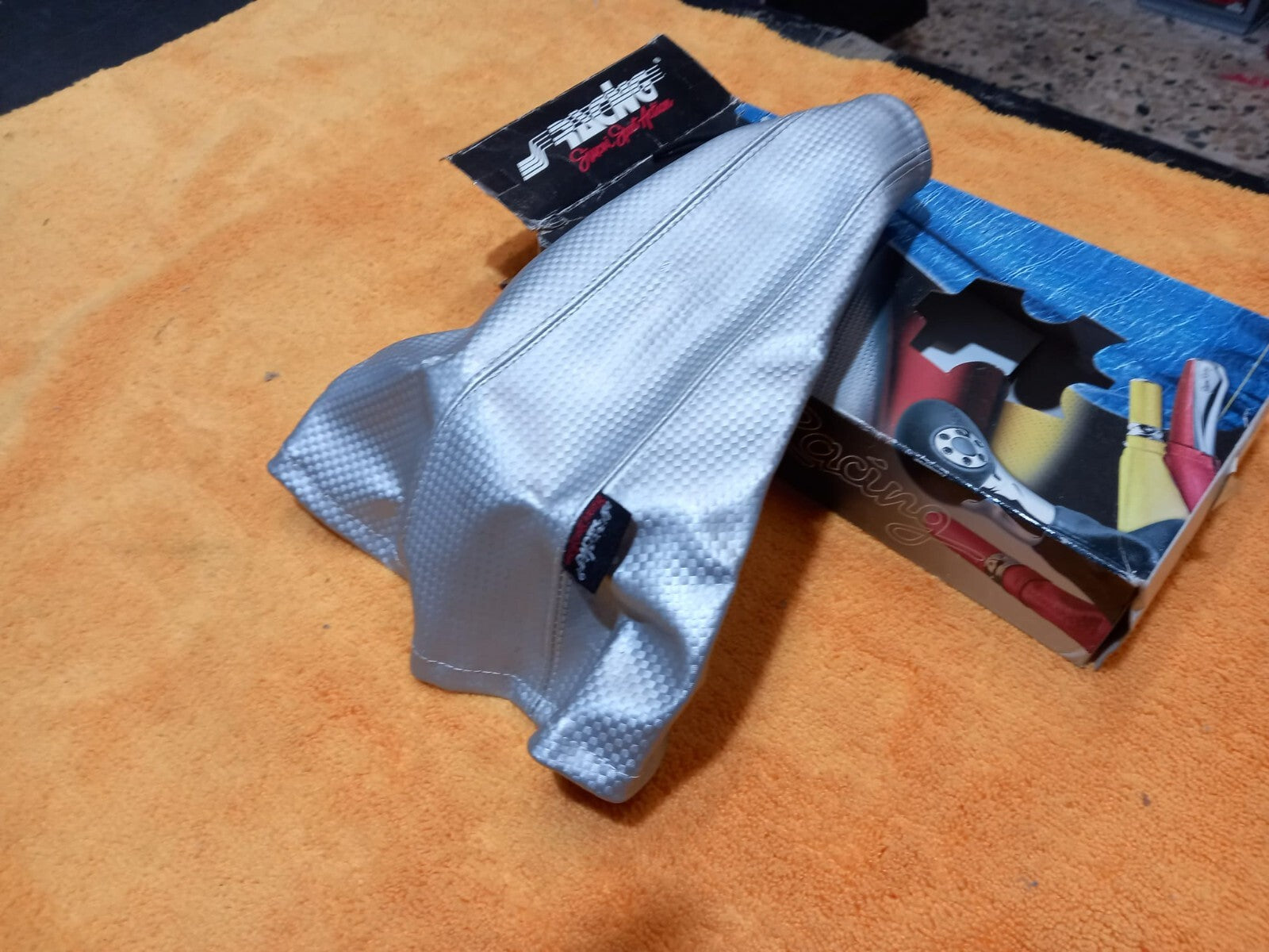 CUFFIA FRENO A MANO UNIVERSALE SIMONI RACING ECO-PELLE GRIGIO ACCIAIO INOX