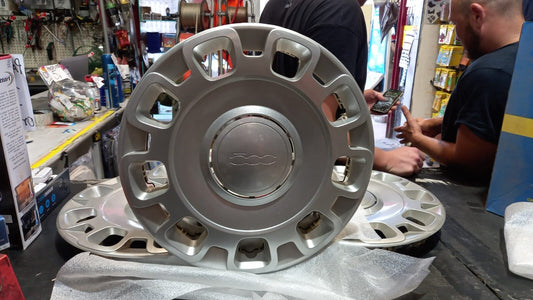 KIT 4 COPPE RUOTA COPRICERCHIFIAT 500 DAL 2007 IN POI CON CERCHIO 15''