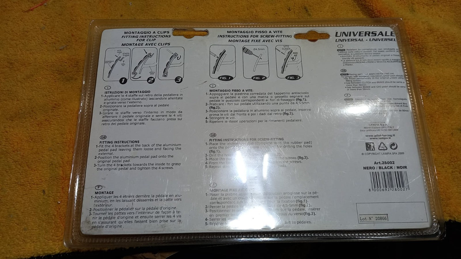 28002 KIT PEDALIERA SPORTIVA PER TUTTE E AUTO PILOT  LAMPA