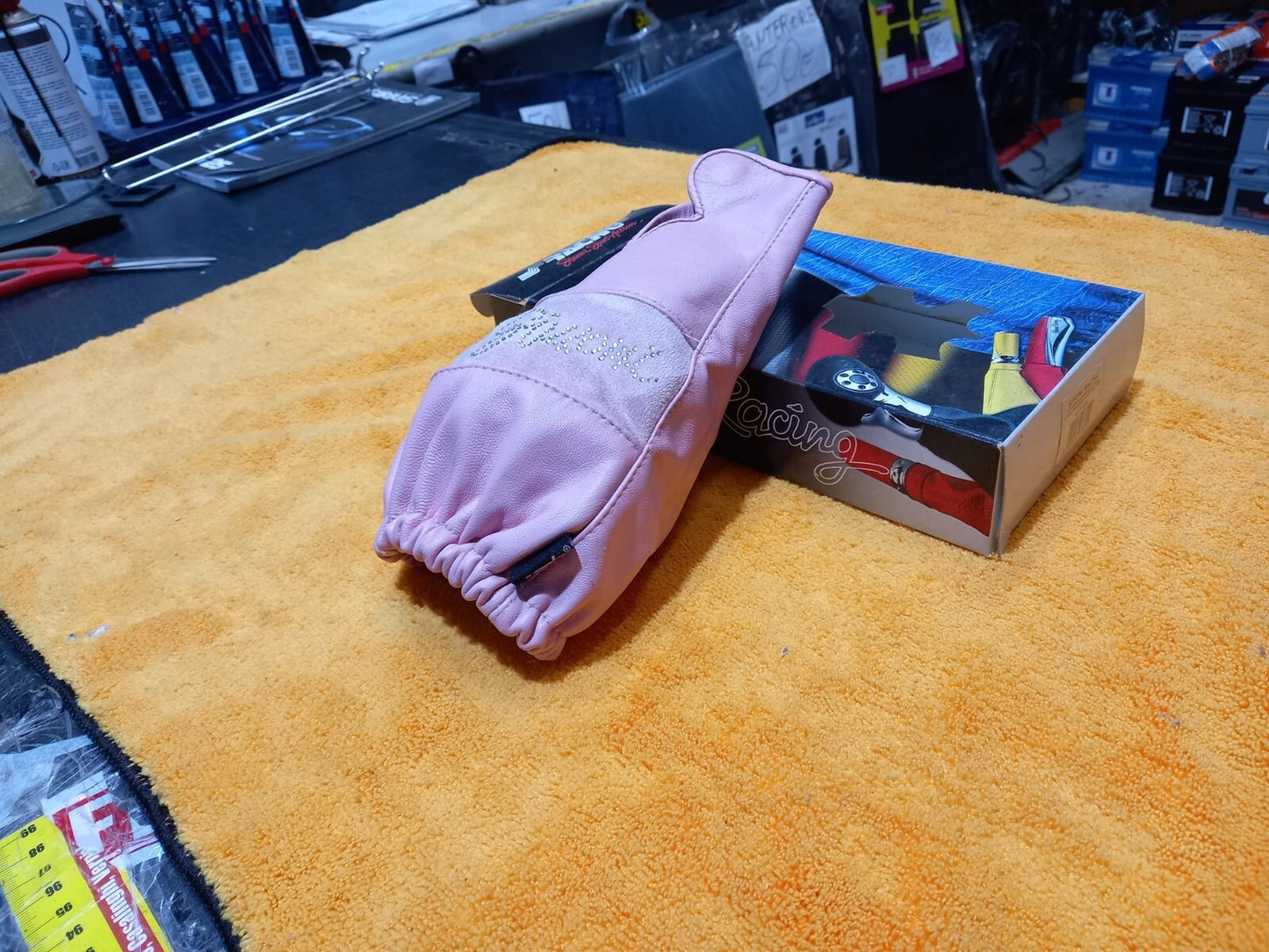 CUFFIA UNIVERSALE SIMONI RACING PELLE ROSA