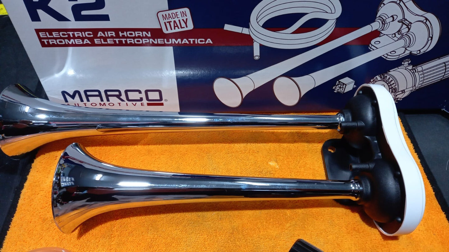 K2 TROMBE BITONALI PER AUTO ,PICK UP, CARAVAN ,FURGONI , PORTER ,DAILY, 12VOLTS