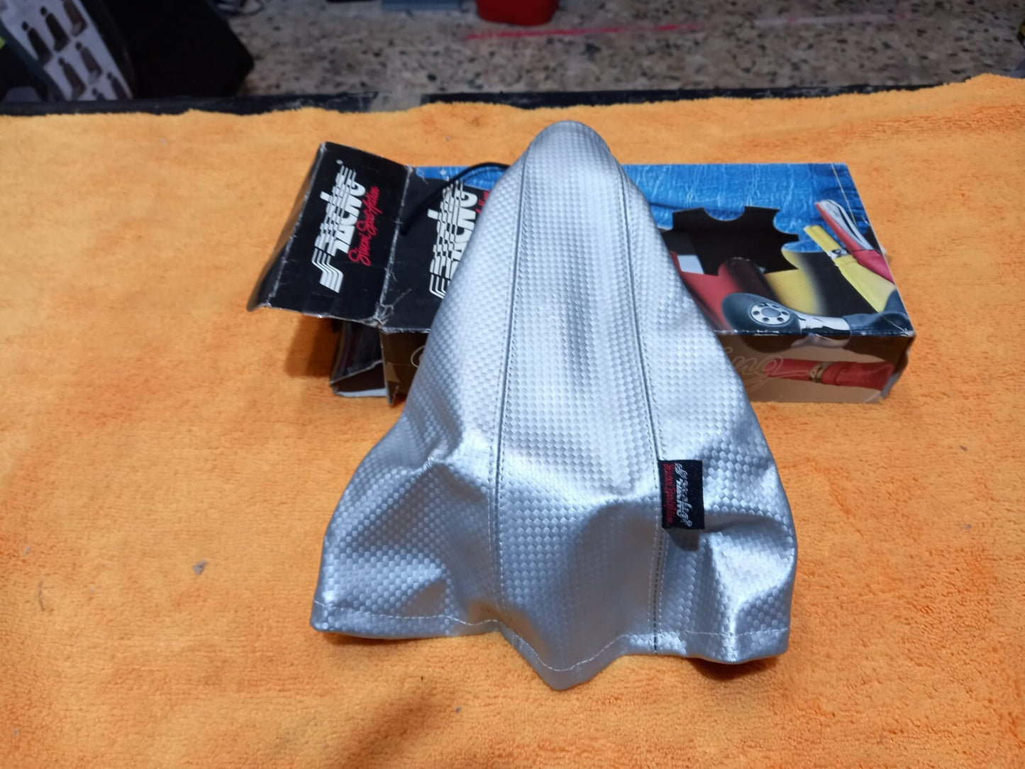 CUFFIA FRENO A MANO UNIVERSALE SIMONI RACING ECO-PELLE GRIGIO ACCIAIO INOX